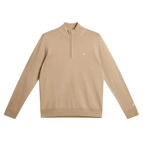 J.Lindeberg Kian Zipped Golf Pullover Safari Beige - SS24