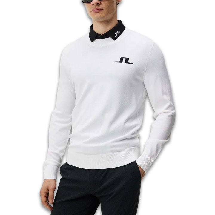 J.Lindeberg Gus Knitted Golf Sweater White - SS24