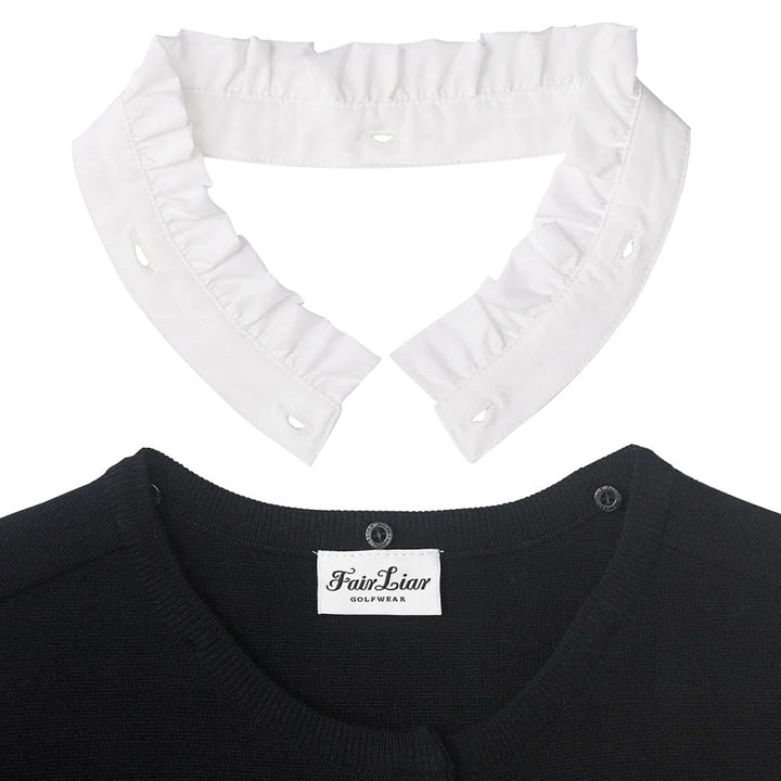 Fairliar Sleeve Frill Jacket Style Golf Cardigan Black - FW24 Women