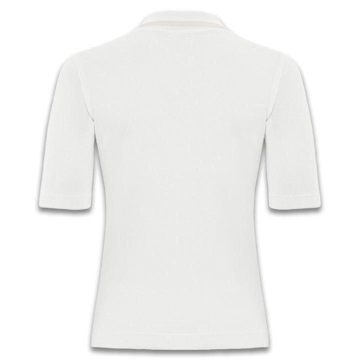 Fairliar Front Ruffle Collar Knit Golf Pullover White - FW24 Women