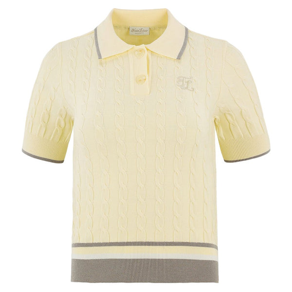 Fairliar Cable Collar Cropped Knit Golf Polo Lemon - FW24 Women