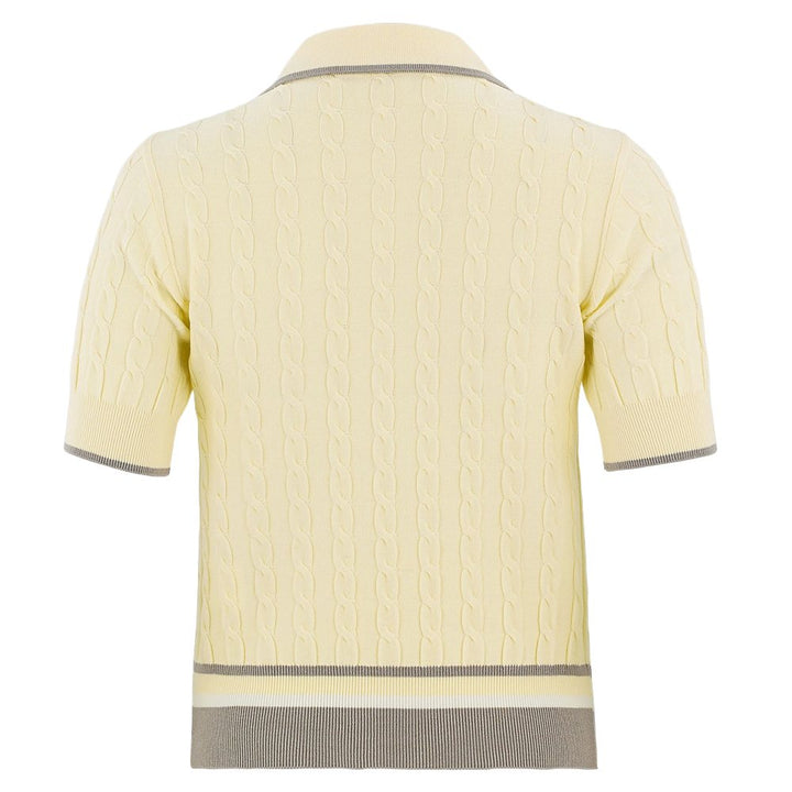 Fairliar Cable Collar Cropped Knit Golf Polo Lemon - FW24 Women