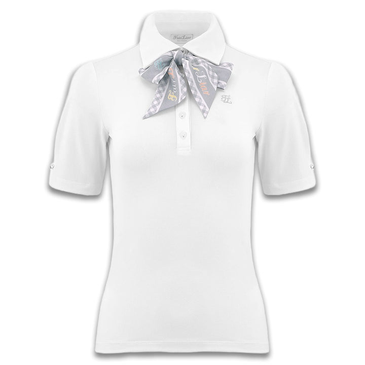Fairliar Gingham Scarf Set Golf Polo White - SS24 Women