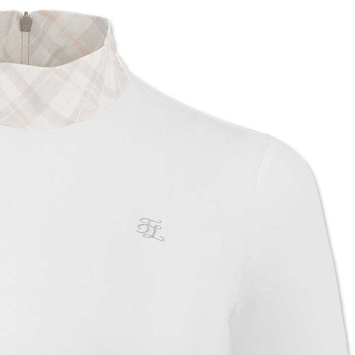 Fairliar Check Ribbon Scarf Longsleeve Golf Shirt White - FW24 Women