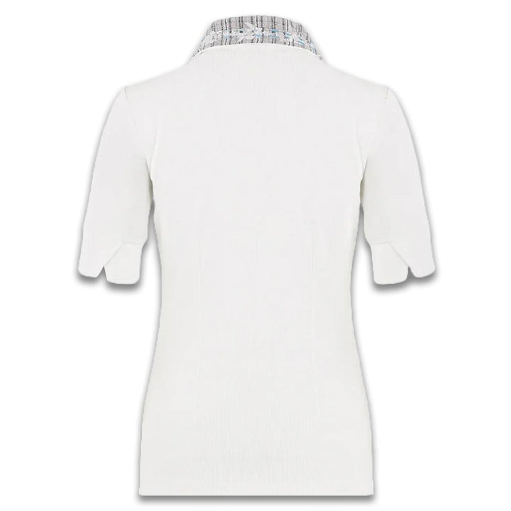 Fairliar Tweed Collar Shortsleeve Golf Polo White - SS24 Women