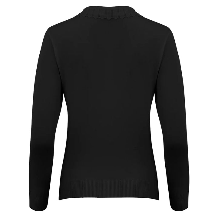 Fairliar Wave Collar Knit Golf Sweater Black - FW24 Women
