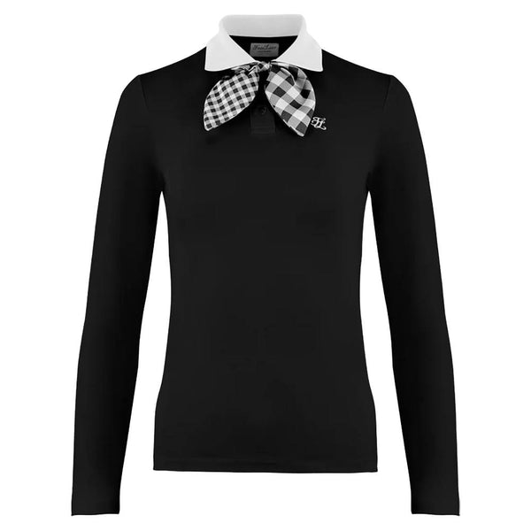 Fairliar Gingham Detachable Ribbon Golf Polo Black - FW24 Women