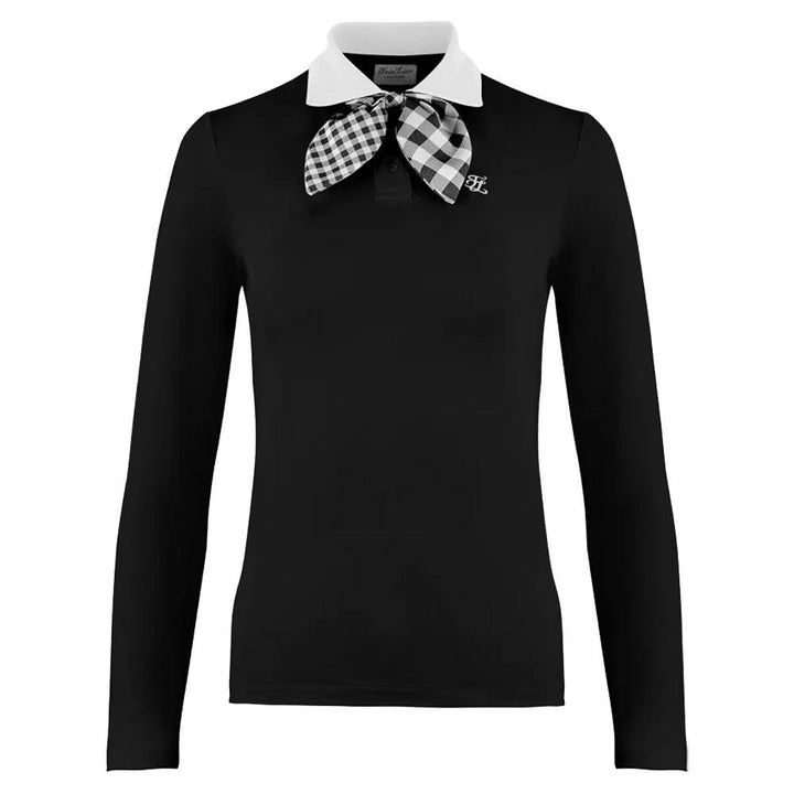 Fairliar Gingham Detachable Ribbon Golf Polo Black - FW24 Women