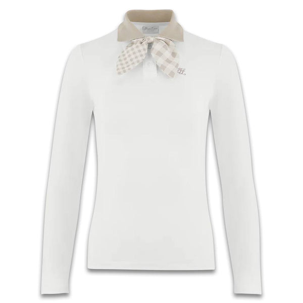 Fairliar Gingham Detachable Ribbon Golf Polo White - FW24 Women