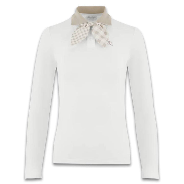 Fairliar Gingham Detachable Ribbon Golf Polo White - FW24 Women