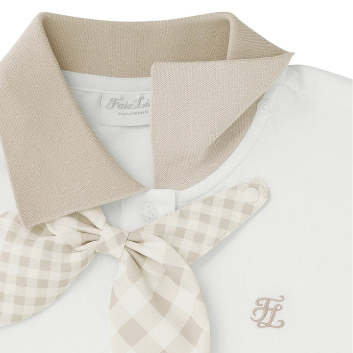 Fairliar Gingham Detachable Ribbon Golf Polo White - FW24 Women