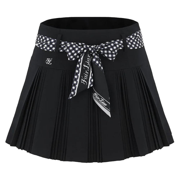 Fairliar Scarf Set Pleated Golf Skirt Black - SS24 Women
