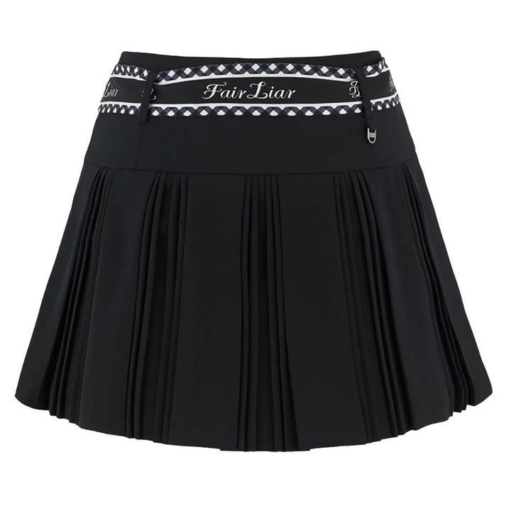 Fairliar Scarf Set Pleated Golf Skirt Black - SS24 Women