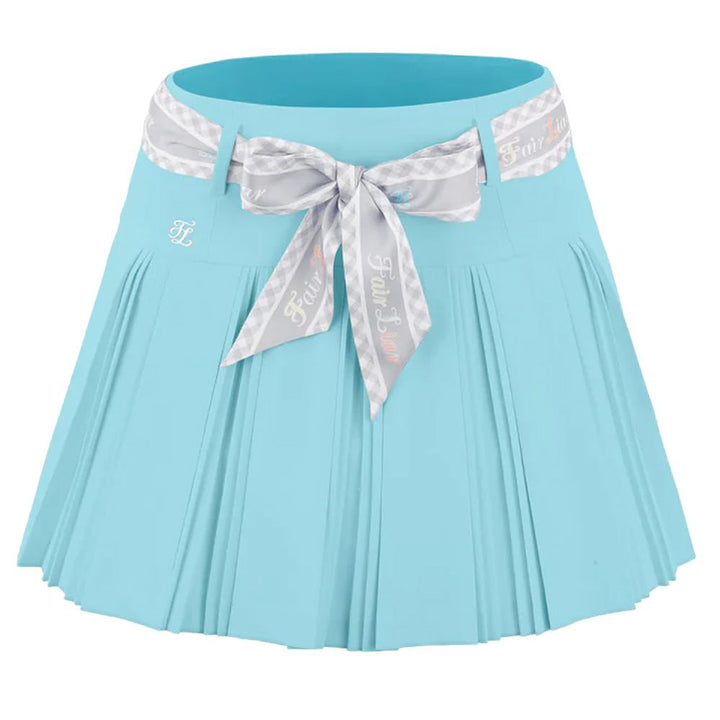 Fairliar Scarf Set Pleated Golf Skirt Ceramic Blue - SS24 Women