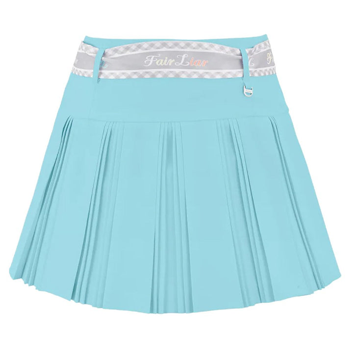Fairliar Scarf Set Pleated Golf Skirt Ceramic Blue - SS24 Women