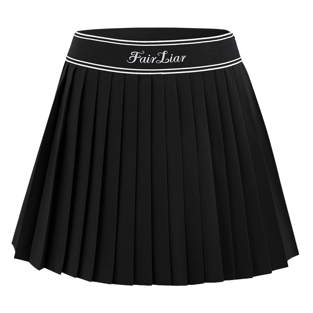 Fairliar Logo Jacqard Band Pleated Golf Skirt 2024 Women