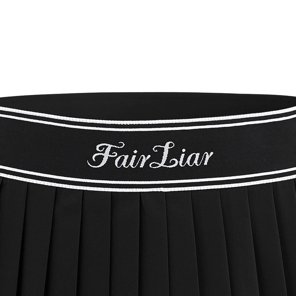 Fairliar Logo Jacqard Band Pleated Golf Skirt 2024 Women