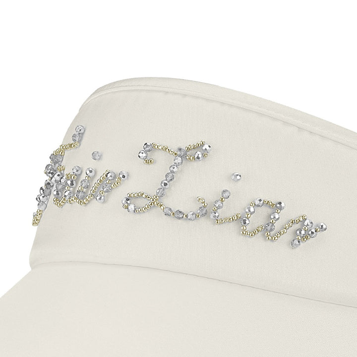 Fairliar Satin Beads Golf Visor Beige - 24 Women