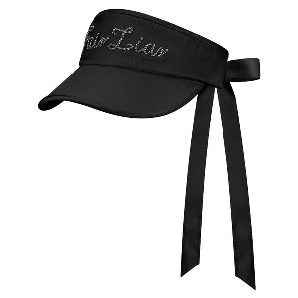 Fairliar Satin Beads Golf Visor Black - 24 Women