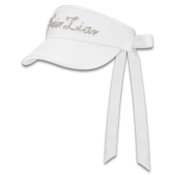 Fairliar Satin Beads Golf Visor White - 24 Women