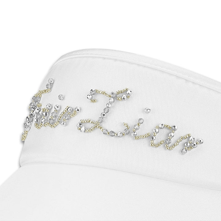 Fairliar Satin Beads Golf Visor White - 24 Women