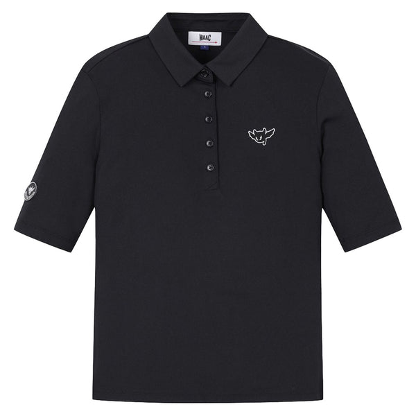 WAAC Athletic Ribbed Slim Golf Polo Black - SS24 Women