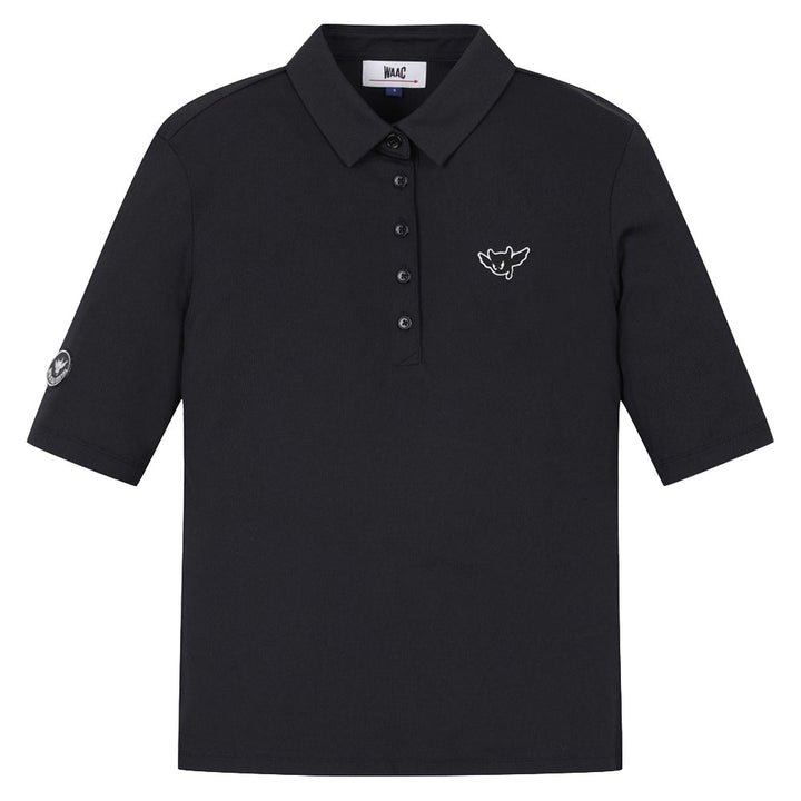 WAAC Athletic Ribbed Slim Golf Polo Black - SS24 Women