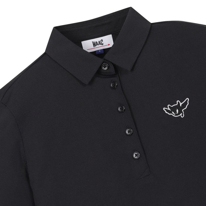 WAAC Athletic Ribbed Slim Golf Polo Black - SS24 Women