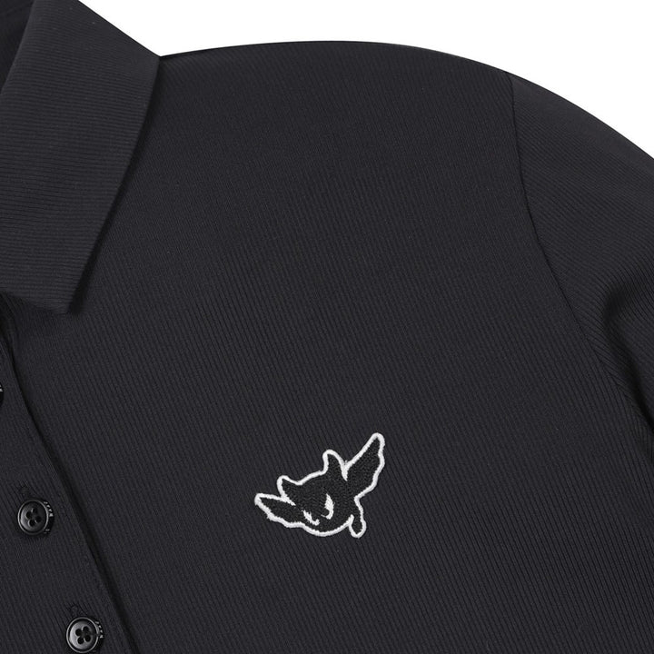 WAAC Athletic Ribbed Slim Golf Polo Black - SS24 Women