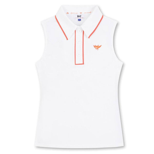 WAAC Tipping Sleeveless Pique Golf Polo White - 24 Women