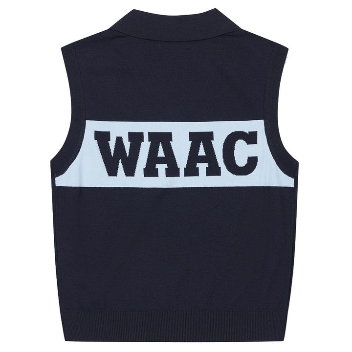 WAAC Athletic Deep V-Neck Knit Golf Vest Dark Navy - 24 Women