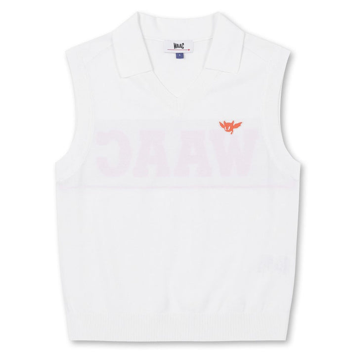 WAAC Athletic Deep V-Neck Knit Golf Vest White - 24 Women