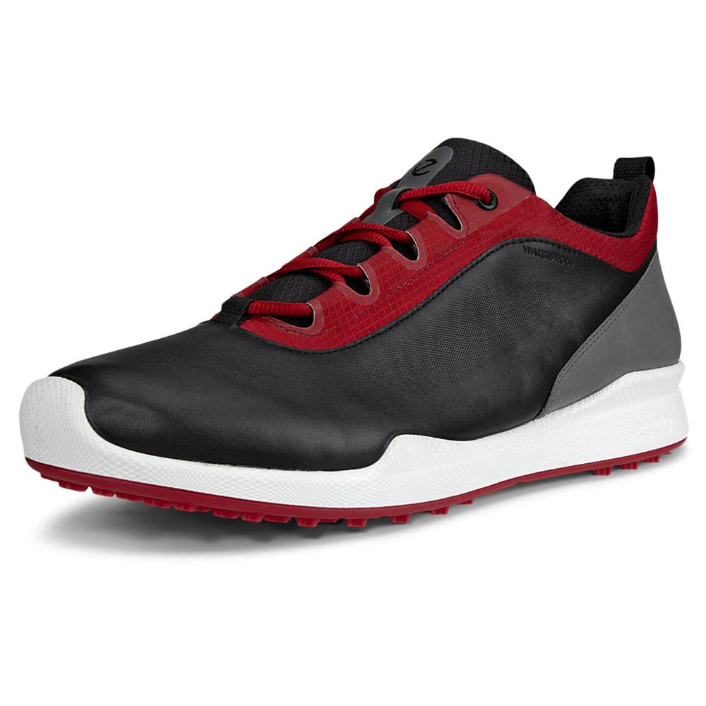 ECCO BIOM Hybrid 1 BNY Spikeless Golf Shoes Black/Chili Red - FW24 Men