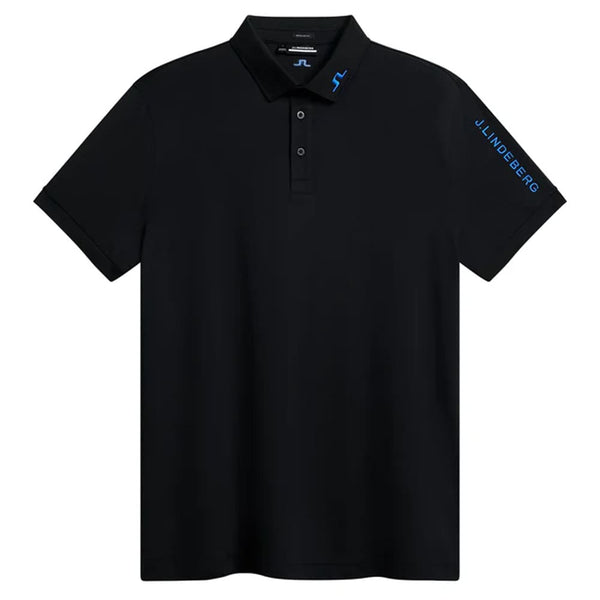 J.Lindeberg Tour Tech Reg Fit Golf Polo Black - SS24