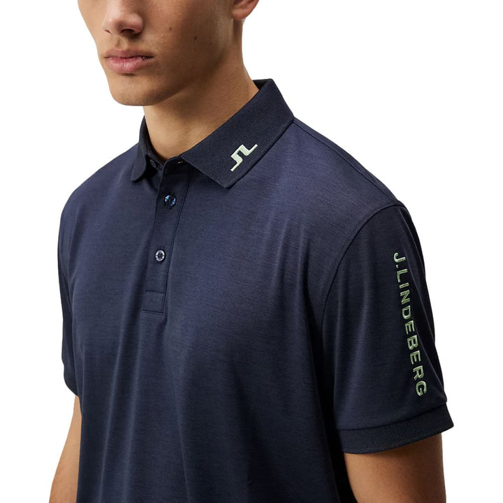 J.Lindeberg Tour Tech Reg Fit Golf Polo Navy Melange- SS24