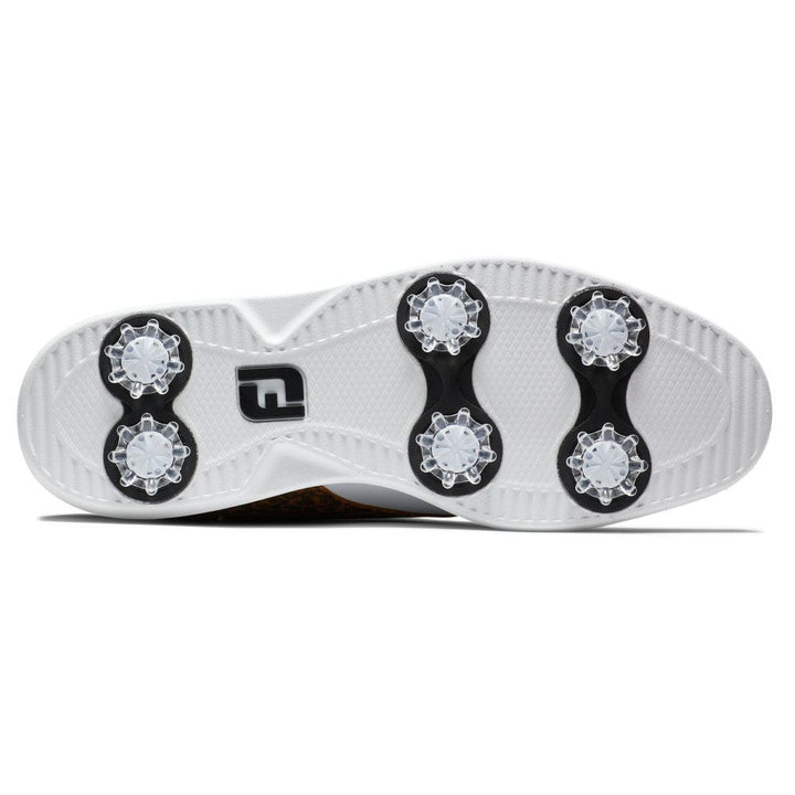 FootJoy Traditions Golf Shoes Previous Season Style White/Tan/Leopard Print - 24 Women