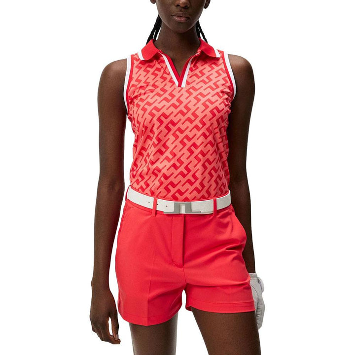 J.Lindeberg Sadie Sleeveless Golf Polo Bias Bridge Bittersweet - 24 Women