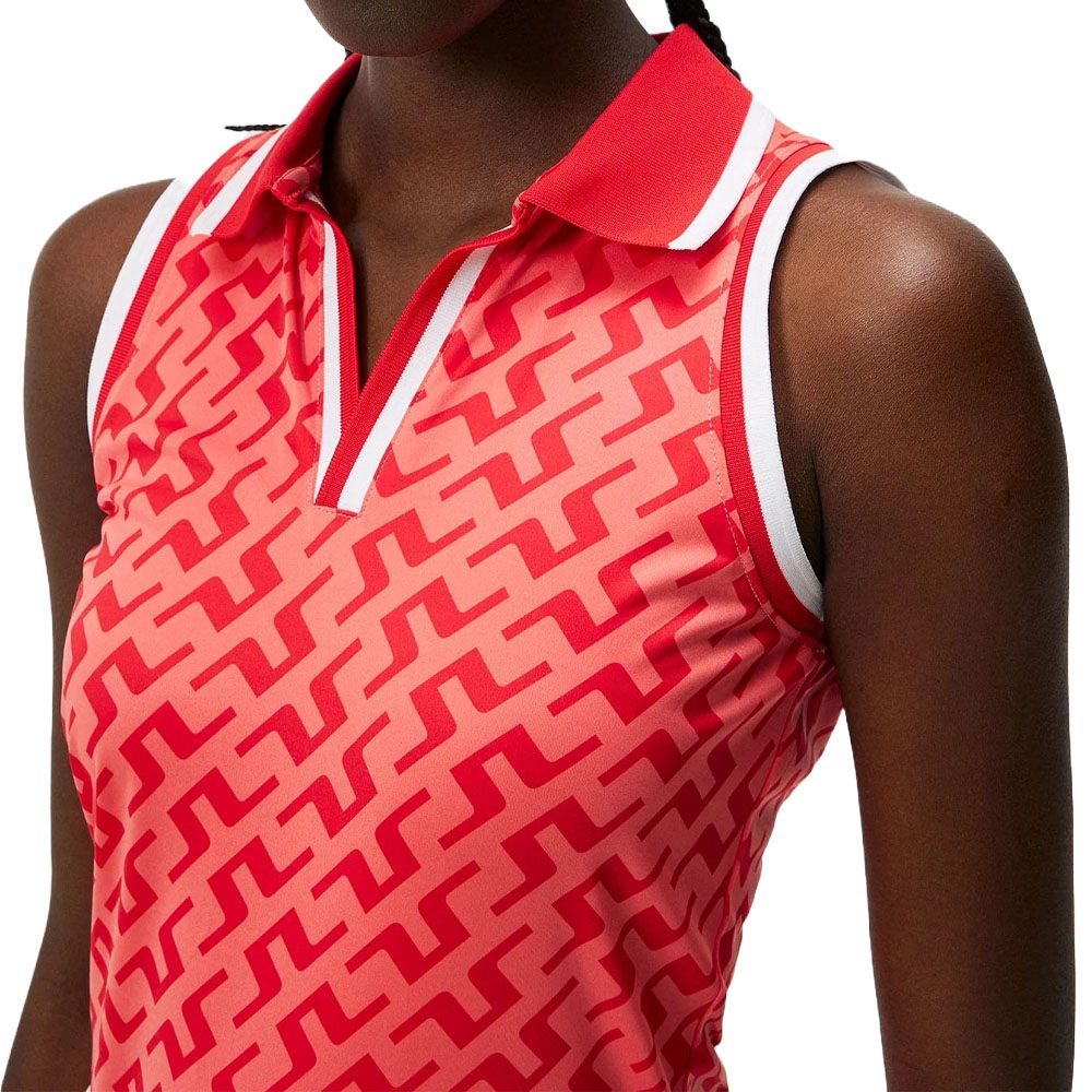 J.Lindeberg Sadie Sleeveless Golf Polo Bias Bridge Bittersweet
