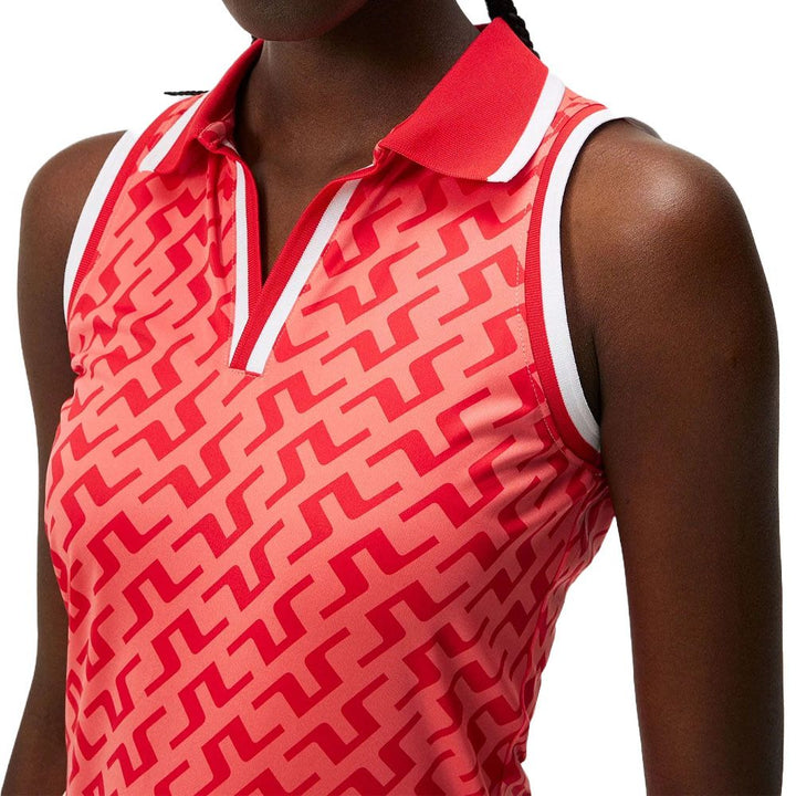 J.Lindeberg Sadie Sleeveless Golf Polo Bias Bridge Bittersweet - 24 Women
