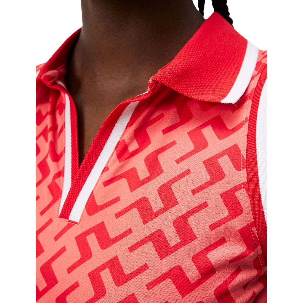 J.Lindeberg Sadie Sleeveless Golf Polo Bias Bridge Bittersweet