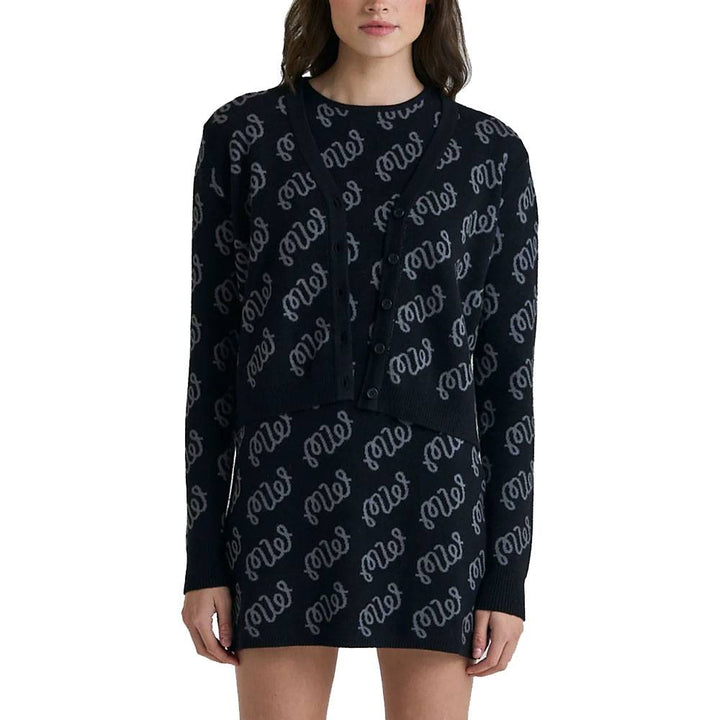 Malbon Poppy Cardigan Golf Sweater Black Women