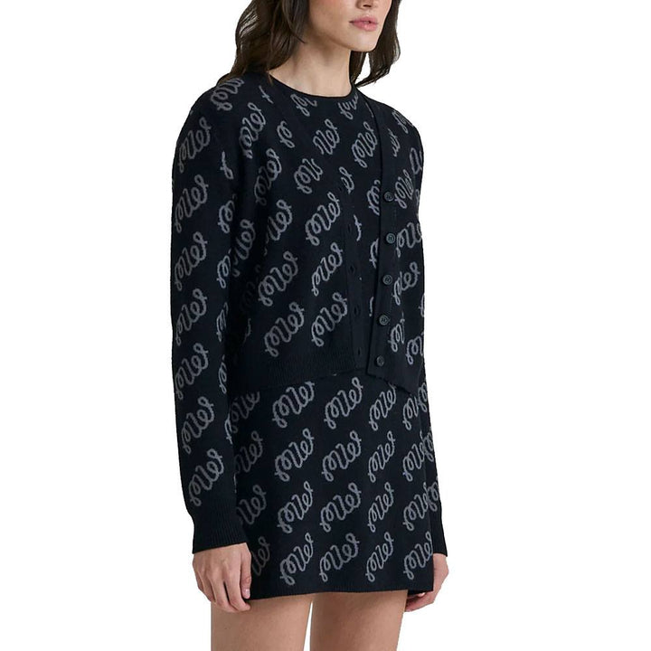 Malbon Poppy Cardigan Golf Sweater Black Women