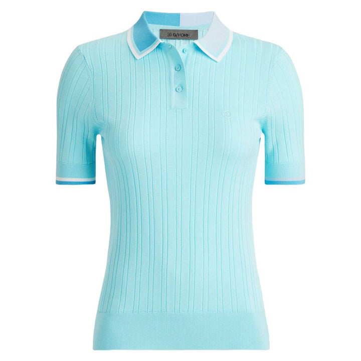 Gfore Cotton Blend Ribbed Shortsleeve Golf Polo Powder - FA24 Women