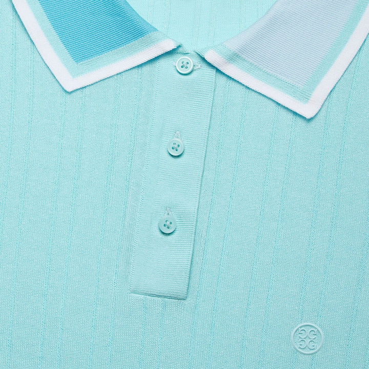 Gfore Cotton Blend Ribbed Shortsleeve Golf Polo Powder - FA24 Women
