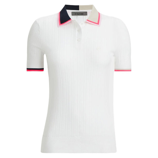 Gfore Cotton Blend Ribbed Shortsleeve Golf Polo Snow - FA24 Women
