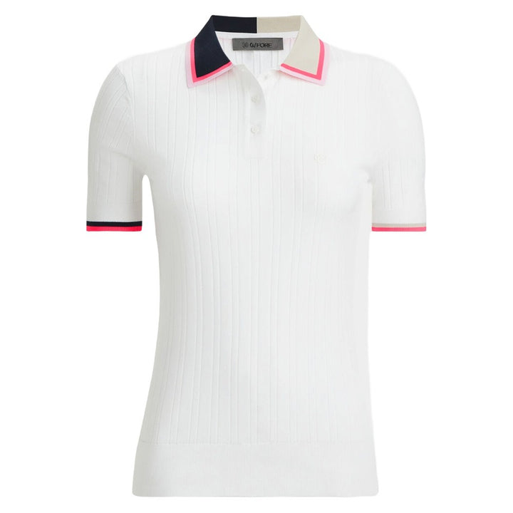 Gfore Cotton Blend Ribbed Shortsleeve Golf Polo Snow - FA24 Women