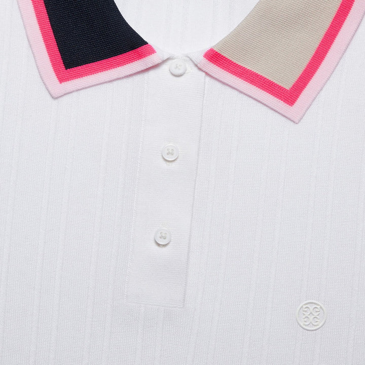 Gfore Cotton Blend Ribbed Shortsleeve Golf Polo Snow - FA24 Women
