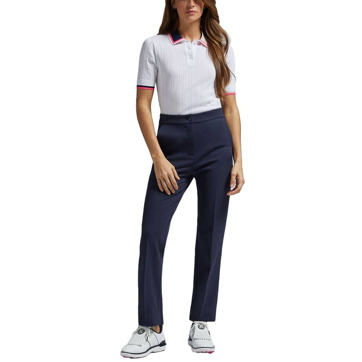 Gfore Cotton Blend Ribbed Shortsleeve Golf Polo Snow - FA24 Women