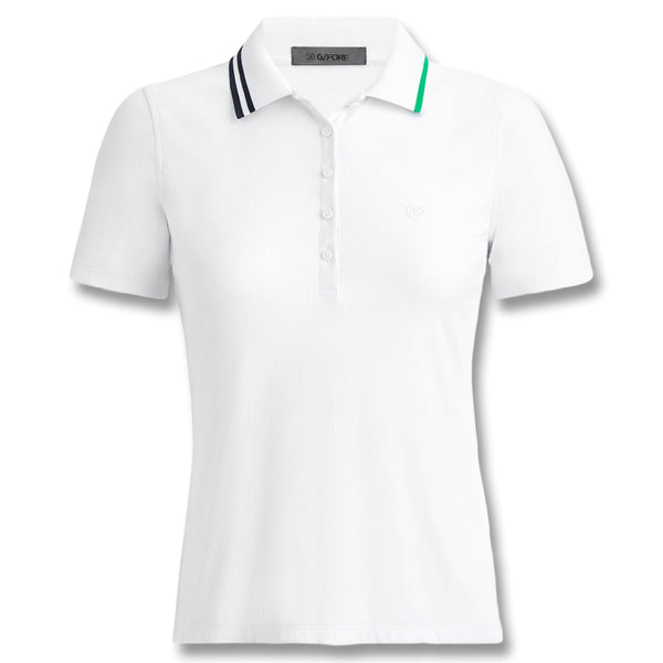 Gfore Contrast Collar Ribbed Tech Nylon Golf Polo Snow - FA24 Women
