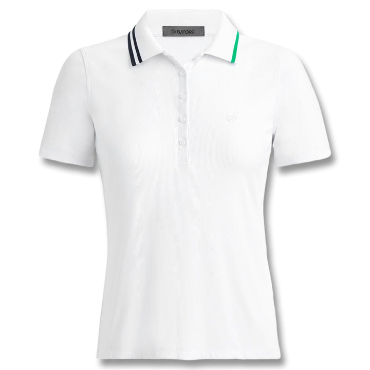 Gfore Contrast Collar Ribbed Tech Nylon Golf Polo Snow - FA24 Women